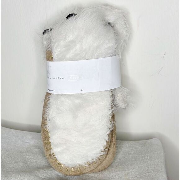 Anthropologie Hansel From Basel Cozy Slipper Cream Nwt Size S/M Furry Sock - Picture 1 of 5